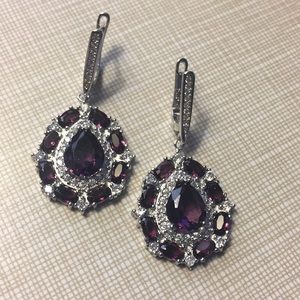 Astonishing purple amethyst earrings with cz’s